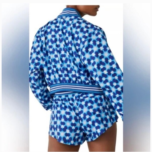 Free People Movement Top Seed Tennis Jacket in Blue Combo Size S. NWT - Picture 2 of 9